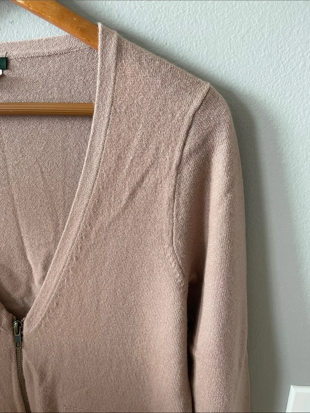 J. Crew Y2K Wool blend Dusty Blush Zip Front Cardigan